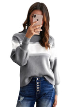 Load image into Gallery viewer, Color Block High Neck Pullover Sweater
