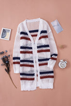 Load image into Gallery viewer, Striped Fishnet Knitted Cardigan
