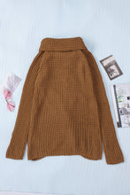 Load image into Gallery viewer, Khaki Buttoned Wrap Turtleneck Sweater
