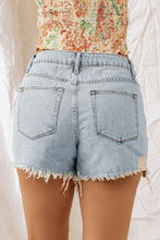 Load image into Gallery viewer, Distressed Light Wash Denim Shorts
