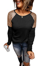 Load image into Gallery viewer, Sequin Shoulder Long Sleeve Top
