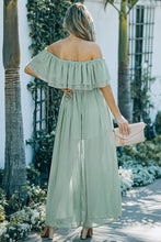 Load image into Gallery viewer, Off-the-shoulder Ruffled Maxi Dress with Split
