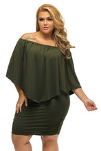 Load image into Gallery viewer, Plus Size Multiple Dressing Layered Army Green Mini Poncho Dress
