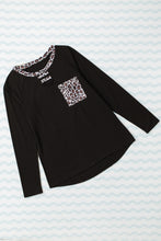 Load image into Gallery viewer, Black Leopard Patch Pocket Long Sleeve Top

