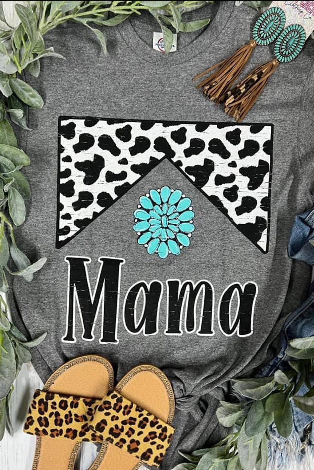 Leopard Turquoise Bead Mama Graphic T-shirt