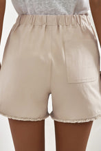 Load image into Gallery viewer, Khaki Solid Color Drawstring Frayed Hem Pocketed Shorts
