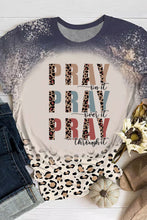 Load image into Gallery viewer, PRAY Western Leopard Slogan Print Bleached T Shirt
