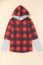Load image into Gallery viewer, Christmas Plaid Striped Patchwork Drawstring Hoodie
