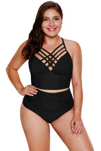 Load image into Gallery viewer, Strappy Neck Detail High Waist Swimsuit
