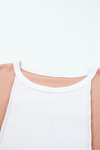 Load image into Gallery viewer, Colorblock Stitching Short Sleeve Rib Knit Top
