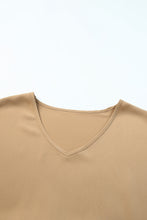 Load image into Gallery viewer, Khaki Ruffle Trim Short Sleeve Oversize Blouse
