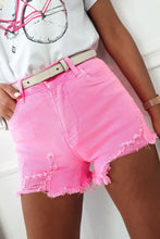 Load image into Gallery viewer, Solid Color Distressed Denim Shorts
