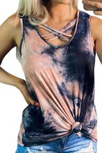Load image into Gallery viewer, and Tan Tie-Dye Cross Front Tank Top
