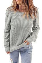 Load image into Gallery viewer, Hollow-out Puffy Sleeve Knit Sweater
