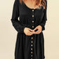 Black Button Up High Waist Long Sleeve Dress