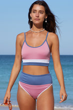 Load image into Gallery viewer, Spaghetti Straps Colorblock Ribbed High waisted swimsuits
