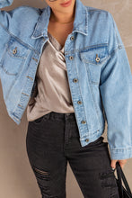 Load image into Gallery viewer, Acid Washed Pockets Buttoned Denim Jacket
