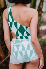 Load image into Gallery viewer, Sexy Asymmetrical Neck Geometrical Print Cut Out One Piece Swimwear
