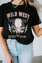 Load image into Gallery viewer, Wild West Desert Roads Bull Skull Graphic Tee
