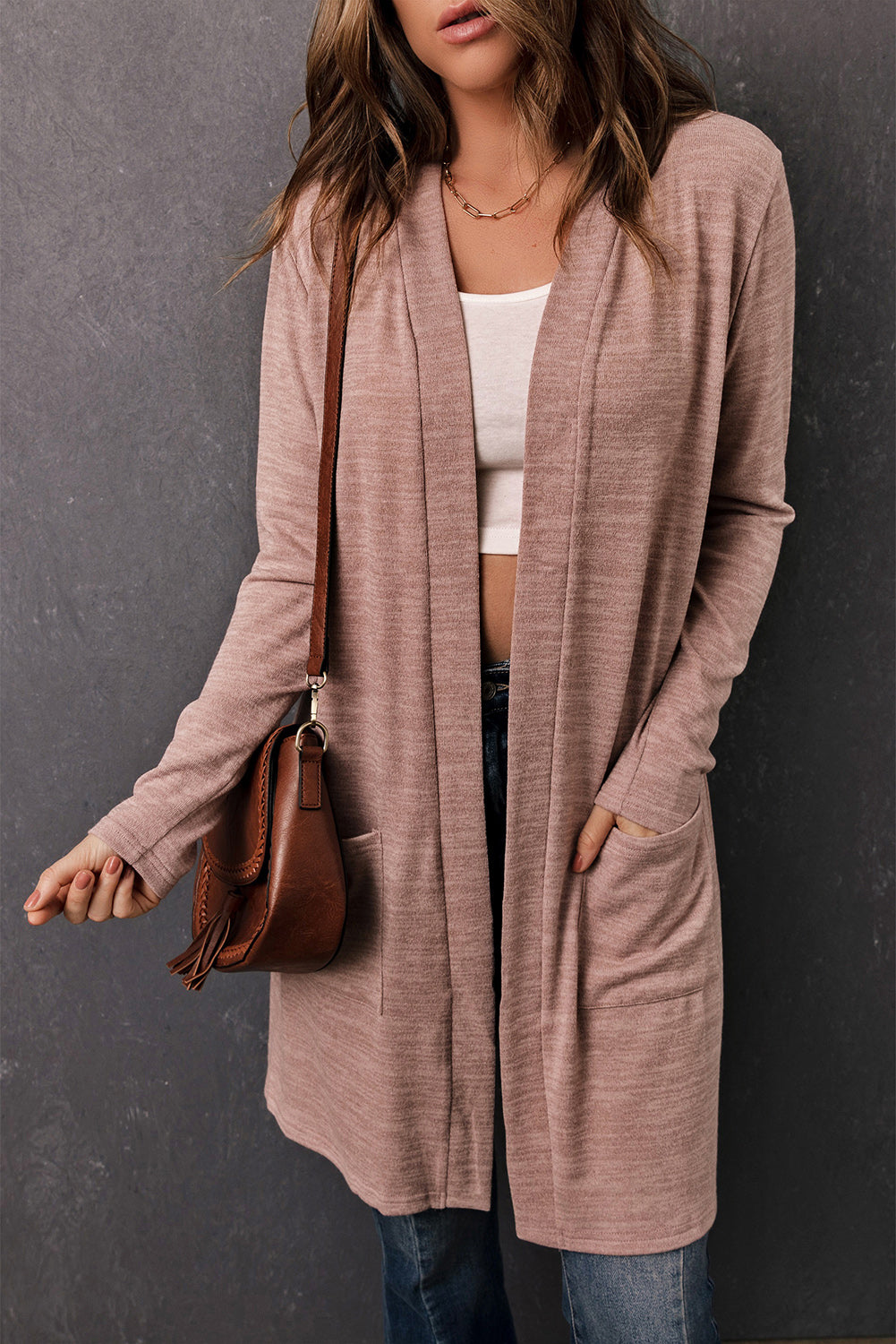 Tunic Back Open Front Cardigan with Pockets