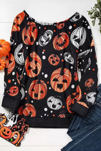Load image into Gallery viewer, Halloween Pumpkin Face Crew Neck Top
