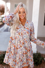 Load image into Gallery viewer, Multicolor Split Neck Buttons Front Shirt Floral Dress
