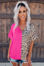 Load image into Gallery viewer, Contrast Leopard Color Block Blouse
