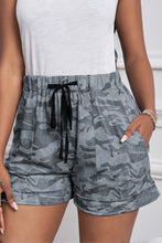 Load image into Gallery viewer, Camouflague Print Drawstring Casual Elastic Waist Pocketed Shorts
