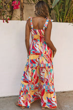 Load image into Gallery viewer, Multicolor Abstract Print Striped Trim Maxi Sundress
