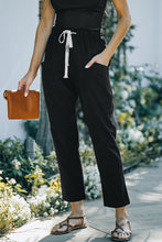 Load image into Gallery viewer, Solid Pocketed Drawstring High Waist Pants
