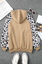 Load image into Gallery viewer, Khaki Leopard Bishop Sleeve Hooded Sweatshirt
