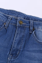 Load image into Gallery viewer, Dark Blue Frayed Hem Denim Shorts
