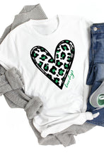 Load image into Gallery viewer, Lucky Leopard Heart Print St Patricks Day T Shirt
