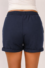 Load image into Gallery viewer, Tie Waist Side Pockets Cuffed Lounge Shorts
