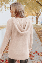 Load image into Gallery viewer, Waffle Knit Buttons Hooded Sweater with Pocket
