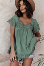 Load image into Gallery viewer, Lace Pom Pom Splicing Square Neck Blouse

