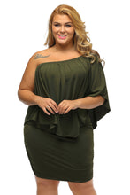 Load image into Gallery viewer, Plus Size Multiple Dressing Layered Army Green Mini Poncho Dress
