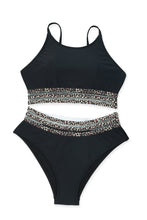 Load image into Gallery viewer, Rose Leopard Mesh Trim 2pcs Bikini Swimsuit
