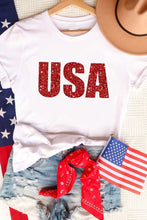 Load image into Gallery viewer, USA Glitter Pattern Print Short Sleeve T Shirt
