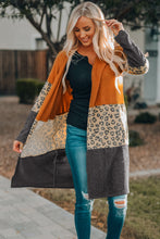 Load image into Gallery viewer, Colorblock Leopard Print Patchwork Knit Cardigan
