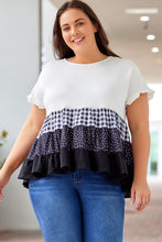 Load image into Gallery viewer, Plaid Dot Ruffled Plus Size Babydoll Top
