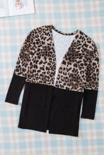 Load image into Gallery viewer, Leopard Print Patchwork Pocket Cardigan
