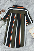 Load image into Gallery viewer, Brown Striped Short Sleeve Button Shirt
