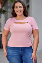 Load image into Gallery viewer, Peekaboo Cutout Front Plus Size T-shirt
