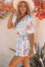 Load image into Gallery viewer, Floral Print Puff Sleeves Romper
