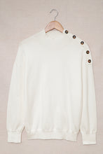 Load image into Gallery viewer, High Neck Button Shoulder Long Sleeve Sweater
