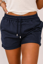 Load image into Gallery viewer, Tie Waist Side Pockets Cuffed Lounge Shorts
