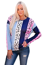 Load image into Gallery viewer, Color Block Leopard Long Sleeve Blouse
