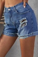 Load image into Gallery viewer, Floral Patchwork Rolled Hem Denim Shorts
