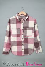 Load image into Gallery viewer, Plaid Color Block Buttoned Long Sleeve Jacket with Pocket
